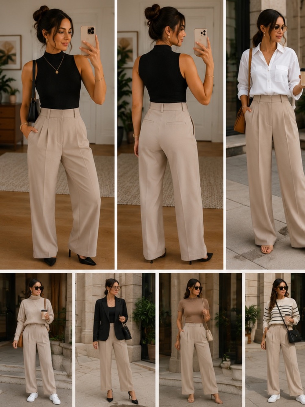 🤎 DE BASE High-Waisted Pleated Trousers — Size Medium